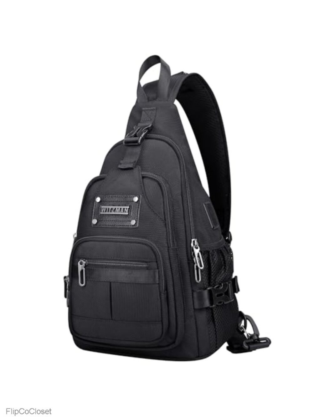 WITZMAN Men's Nylon Sling Crossbody Bag USB Charging Port Travel